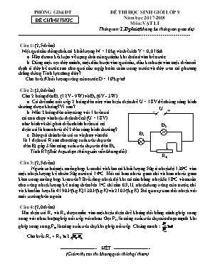 Đề thi học sinh giỏi môn Vật lý Lớp 9 - Vòng II - Năm học 2017-2018 (Có đáp án)